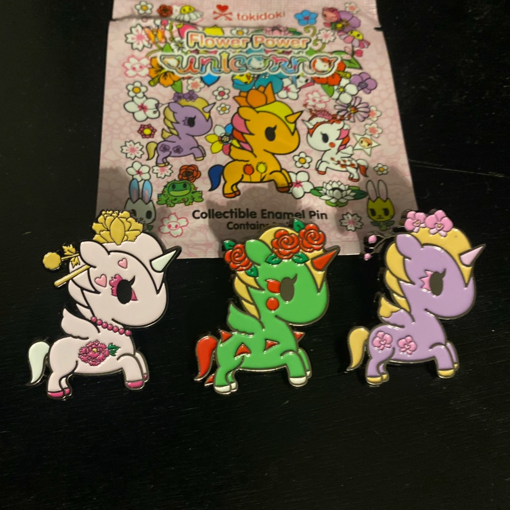 Tokidoki Unicorn Set of 3 Flower Enamel Pins